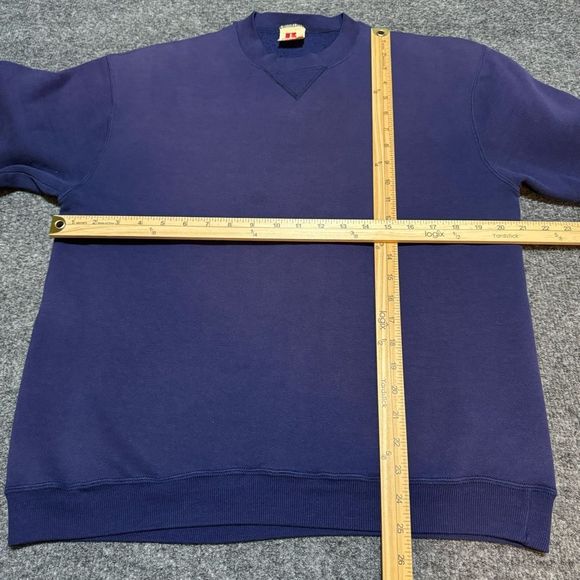 Vintage 70s Russell Athletic Blank Crewneck Sweatshirt Navy Blue USA - Picture 3 of 7